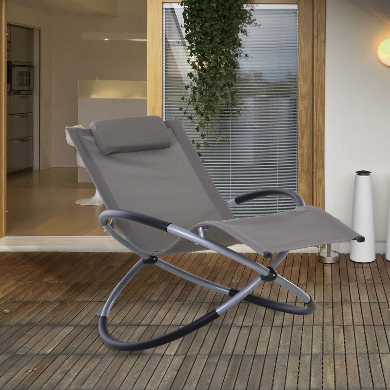 Outsunny Sedia A Dondolo Design Moderno Per Interni Ed Esterni Textilene 154x80x84cm Grigio