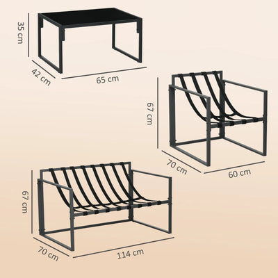 Outsunny Set da Giardino 4 Pezzi con Divanetto, 2 Poltrone e Tavolino, in Acciaio, Poliestere e Cotone PP, Beige e Grigio
