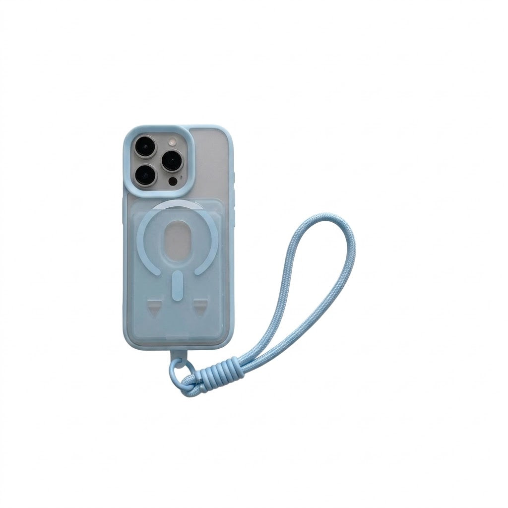 Kit Cover Magnetica Magsafe Sii PRO per iPhone Con Porta Carte e Laccetto Cordone