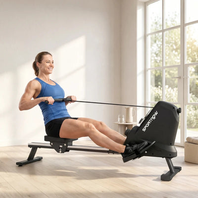 SPORTNOW Vogatore, 16 livelli resistenza magnetica, binario alluminio, Bluetooth, compatibile APP.