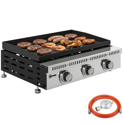 Griglia a Gas Outsunny, portatile da tavolo con vaschetta raccogligrasso, colore nero.