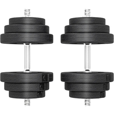 HOMCOM Set 2 Manubri Regolabili da 40 kg Totali con 12 Dischi e Impugnatura Antiscivolo, in Acciaio e Plastica, Nero