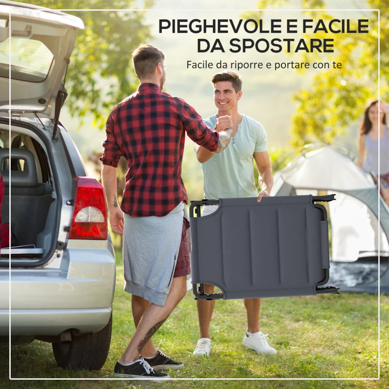 Outsunny Set 2 Lettini Prendisole Reclinabili ad Altezza Regolabile, 70x201.5x45 cm, Nero e Grigio