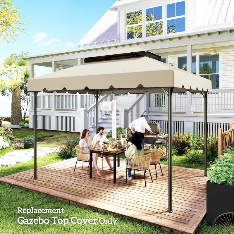 Outsunny Tettuccio di Ricambio per Gazebo da Giardino 3x4m con Tetto a 2 Livelli in Poliestere Beige