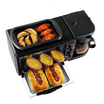 Macchina per Colazione 3 in 1 - Uso Domestico, Colazione, Forno, Multifunzione, Padella, Caffettiera, Macchina per Toast