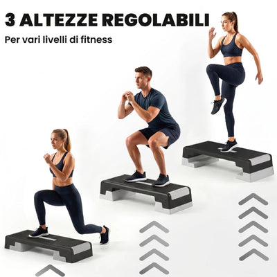 SPORTNOW Stepper Aerobico Regolabile, Altezza 15/20/25 cm con Supporti