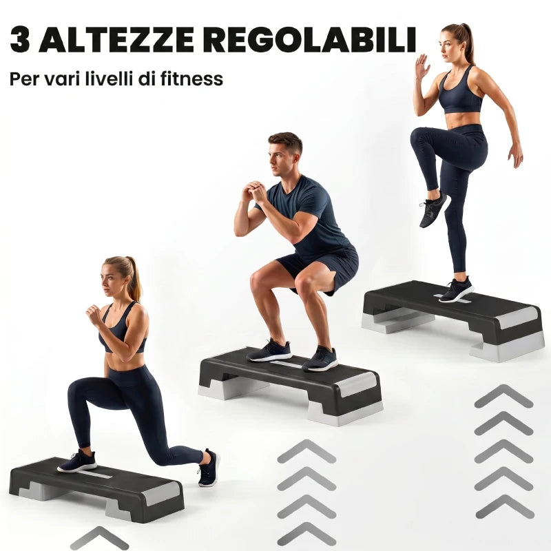 SPORTNOW Stepper Aerobico Regolabile, Altezza 15/20/25 cm con Supporti