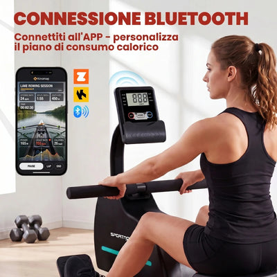 SPORTNOW Vogatore domestico: 16 livelli resistenza, Bluetooth, APP compatibile.