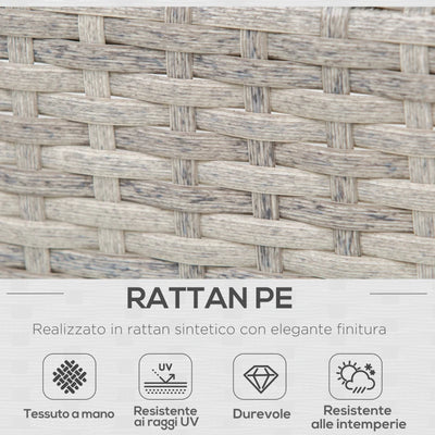 Outsunny Set Giardino Esterno, Salotto da Giardino, Set Divani da Esterno con Tavolino da Giardino, Mobili da Giardino in Rattan Grigio