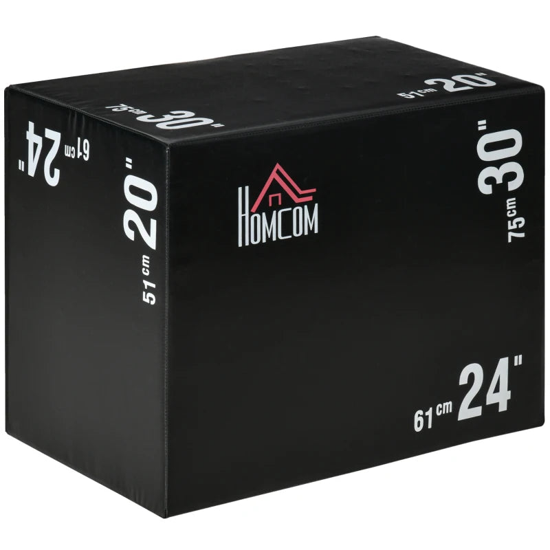 HOMCOM Plyo Box 3 in1 a 3 Altezze, Jumping Box Pliometrico Capacità 120kg, 75x51x61cm, Nero