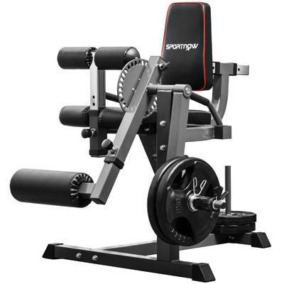 SPORTNOW Macchina per Leg Extension e Leg Curl con Schienale e Cuscinetti Regolabili, 100x90x105 cm, Grigio e Nero