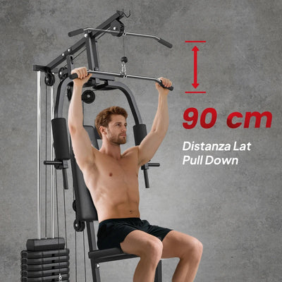 HOMCOM Stazione Fitness con Pesi da 45kg per Allenamento a Casa, 135x103x210cm, Nero