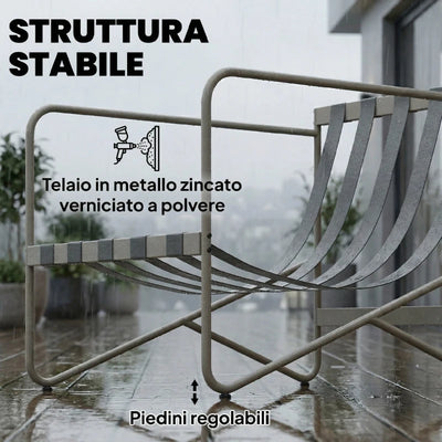 Outsunny Set da Giardino 4 Persone: Divanetto, Poltrone, Tavolo, Metallo, Rosa
