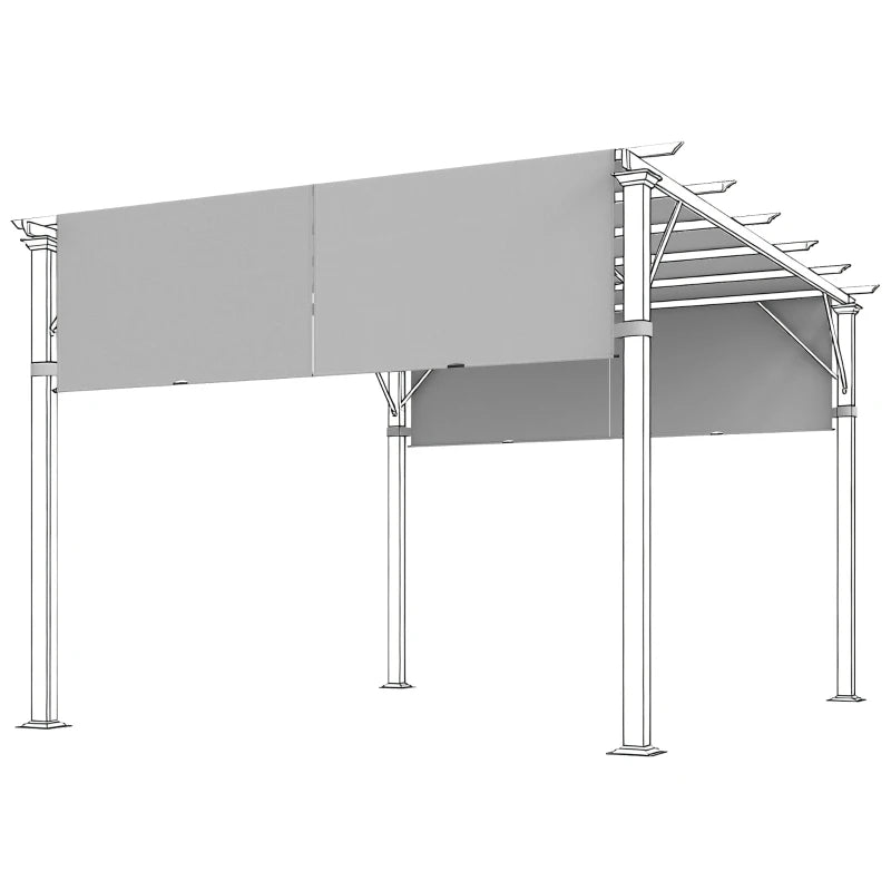 Outsunny Telo Gazebo Pergola 3x3 m con Tasche e Cinghie per Aste, in Poliestere, 488x122 cm, Grigio Chiaro