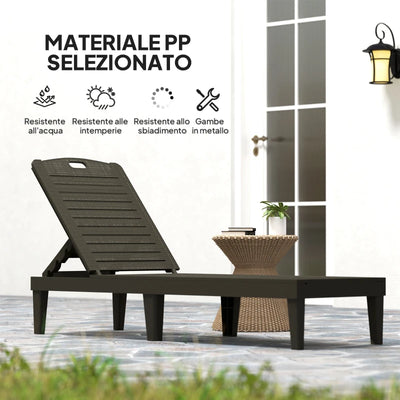Outsunny Set 2 Lettini Prendisole con Schienale Regolabile su 4 Posizioni Effetto Rattan a Doghe, Nero