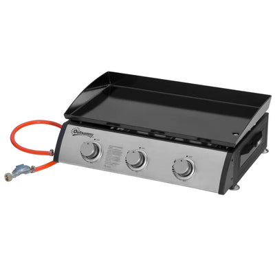 Outsunny Piastra Barbecue a Gas Antiaderente da Tavolo con 3 Bruciatori da 3kW, 62x46x21cm, Nero