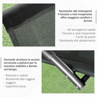 Outsunny Sedia Sdraio a Dondolo Zero-Gravity da Esterno Impermeabile con Poggiatesta, 155x61x88 cm, Nero