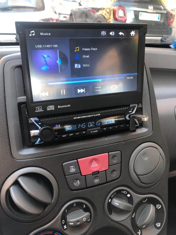 Autoradio per FIAT Panda 2a Serie - 1Din, Schermo 7"Pollici Motorizzato, Bluetooth, Radio, USB, Mirror Link per Android