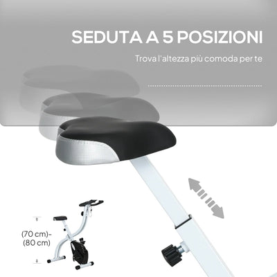 SPORTNOW Cyclette Magnetica Pieghevole a 8 Livelli di Resistenza con Seduta Regolabile, in Acciaio, 97x43x110 cm, Nero