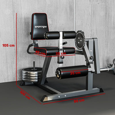 SPORTNOW Macchina per Leg Extension e Leg Curl con Schienale e Cuscinetti Regolabili, 100x90x105 cm, Grigio e Nero