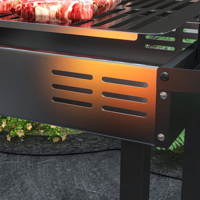 Outsunny Barbecue a Carbone a 3 Livelli con Mensole Pieghevoli e Girarrosto, in Acciaio Inox, 118x32x90 cm, Nero