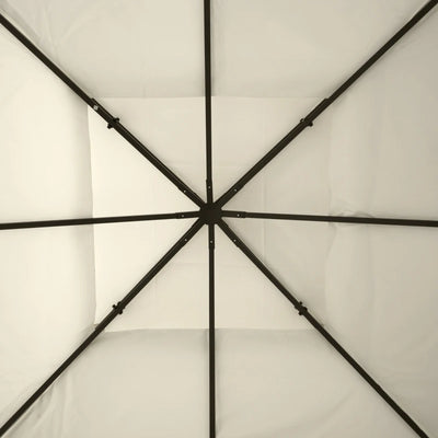Outsunny Telo Gazebo 3x3 m a 2 Livelli in Poliestere Resistente, Copertura Gazebo 3x3 con 8 Fori di Drenaggio e Cinghie in chiusura a strappo, Crema