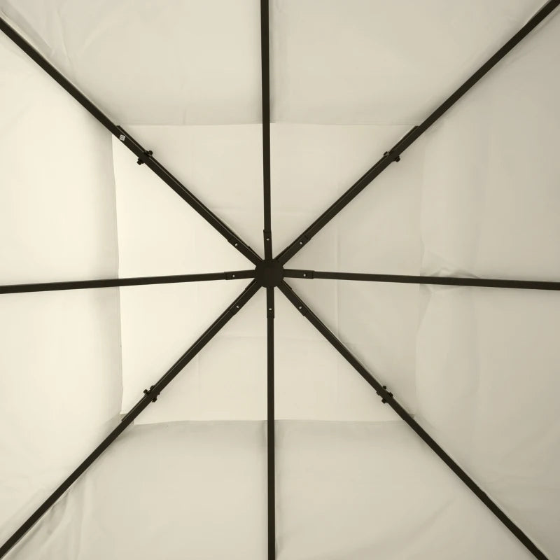 Outsunny Telo Gazebo 3x3 m a 2 Livelli in Poliestere Resistente, Copertura Gazebo 3x3 con 8 Fori di Drenaggio e Cinghie in chiusura a strappo, Crema