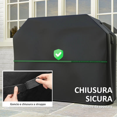 Outsunny Copertura per Barbecue Impermeabile in Tessuto Oxford 600D UPF30+ e Antivento, 147x61x122 cm, Nero