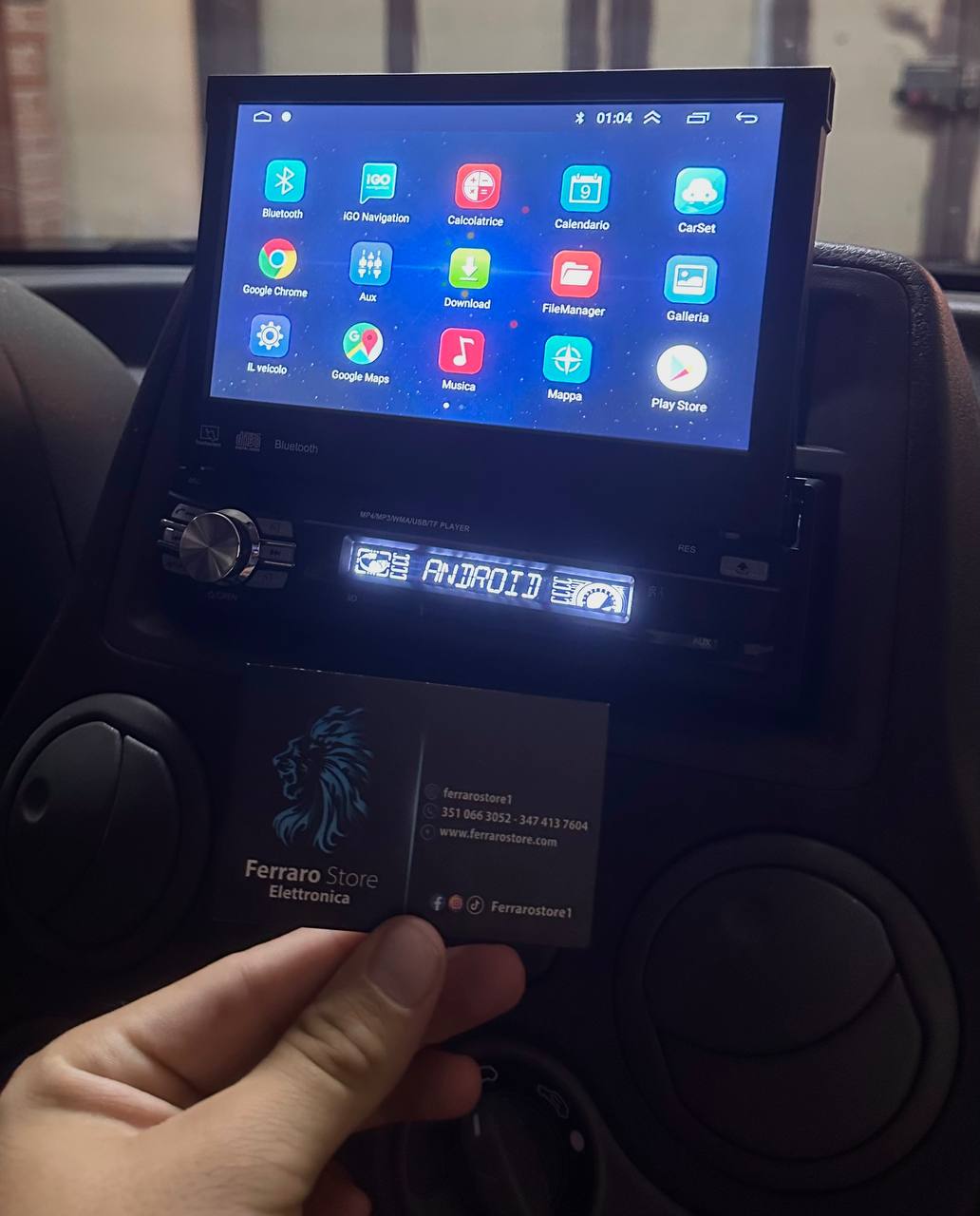 Autoradio per FIAT Panda 2a - 1Din 7Pollici, Android, Motorizzato, GPS,  WiFi, Radio, Bluetooth, FM, SWC, PlayStore