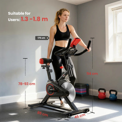 HOMCOM Cyclette da Casa con Resistenza Regolabile, Monitor LCD, Sensore Battito Cardiaco e Volano 6kg, Max.100kg
