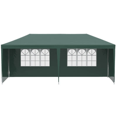 Outsunny Gazebo da Giardino 6x3 m per Eventi con Pareti Rimovibili e Finestre Trasparenti, Verde