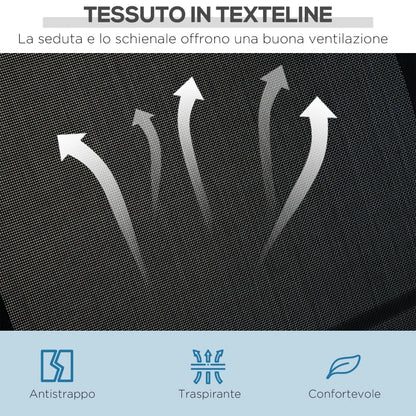 Outsunny Dondolo da Giardino a 3 Posti in Metallo, Tetto Parasole Rimovibile e Lavabile, Nero e Argento, 171x108x154cm