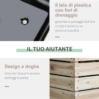 Outsunny Letto per Orto Rialzato con 4 Vasi Portapiante da 50x30x60cm, in Legno Colore Naturale