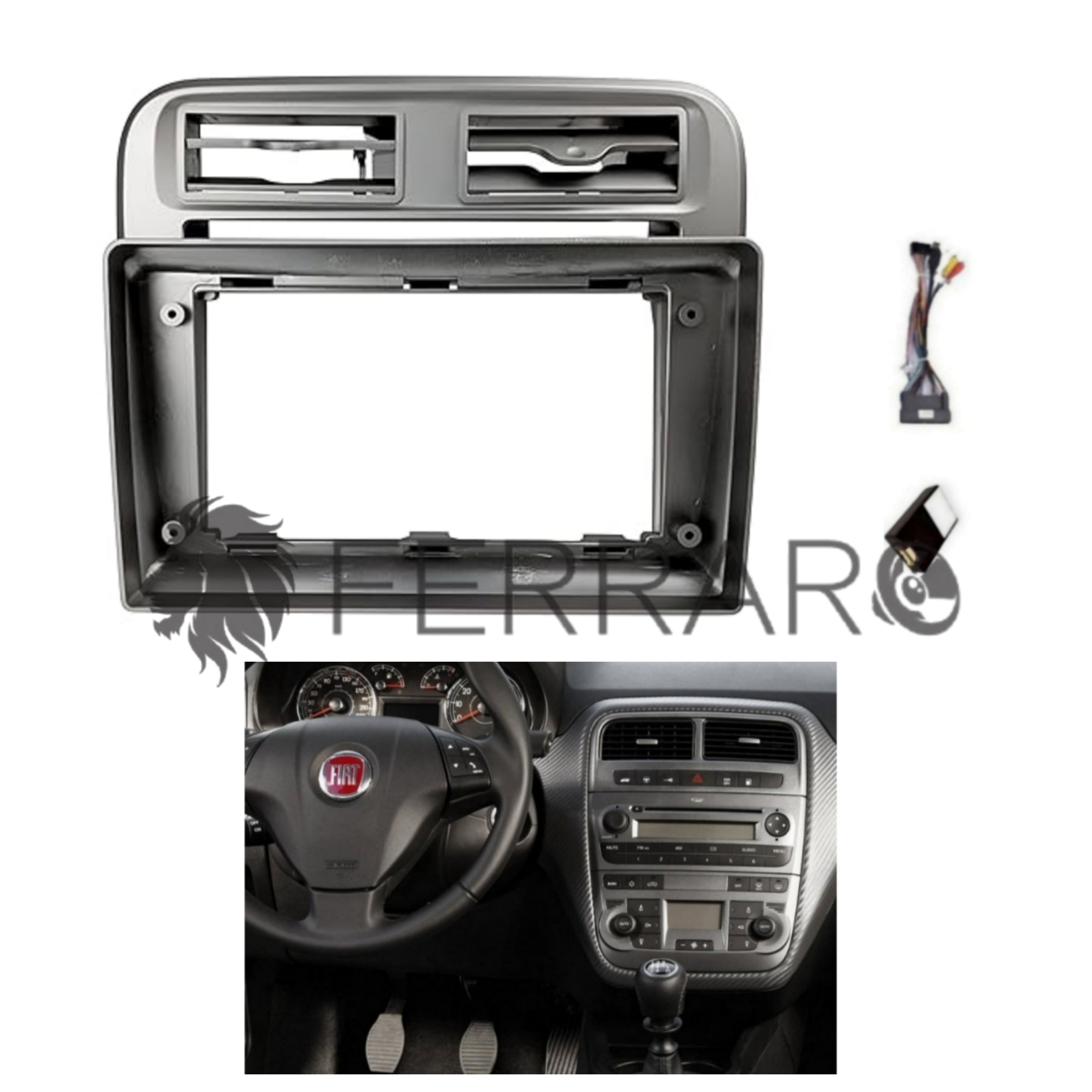 Kit Montaggio Autoradio 9"Pollici Fiat Grande Punto | Mascherina | Cablaggio | per  Autoradio Android