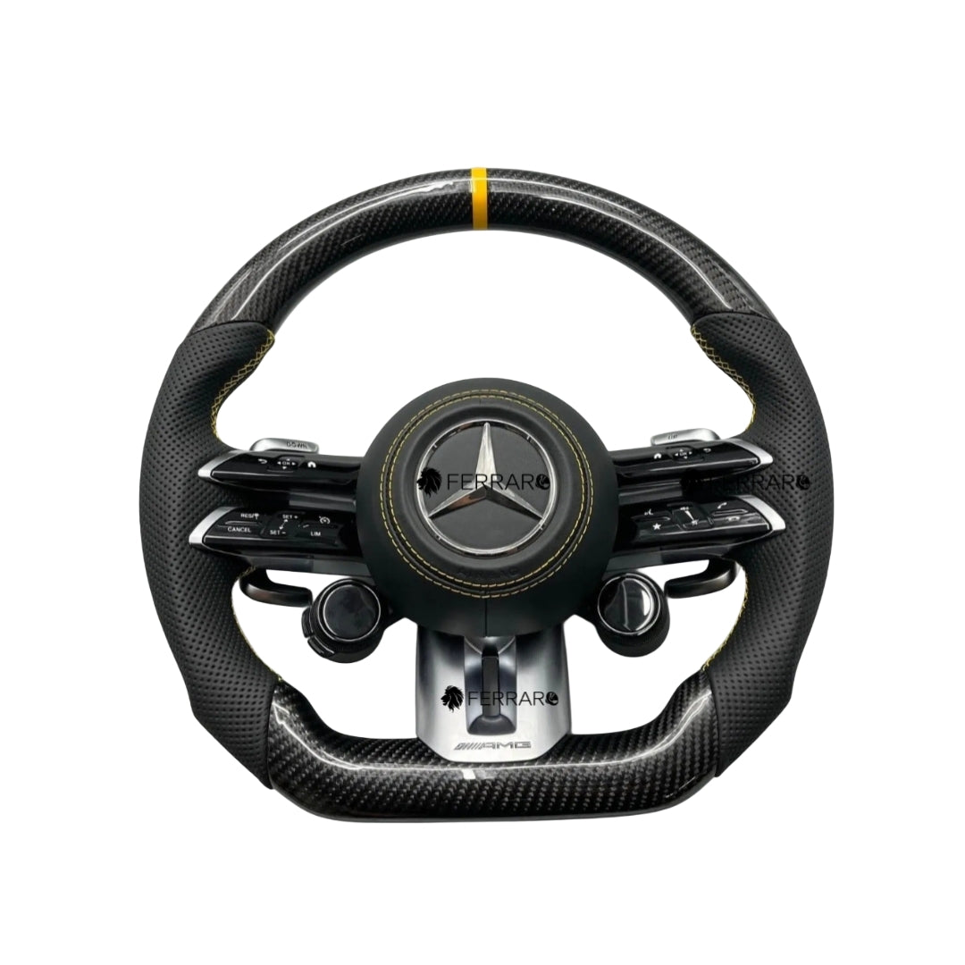 Volante per Mercedes, Carbonio Diagonale, Etichetta Gialla, Linea Gialla, Galvanico, AMG