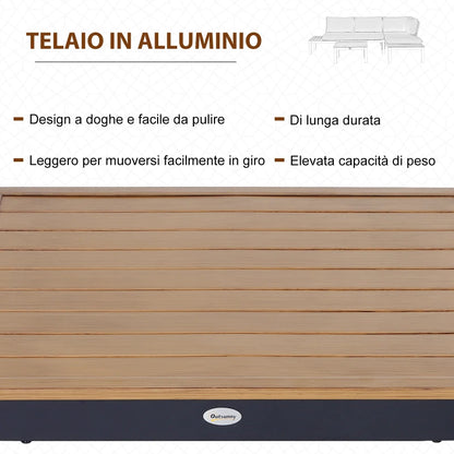 Outsunny Set da Giardino 3 Pezzi, 2 Divani a 2 Posti e 1 Tavolino da Caffè, in Alluminio, Grigio