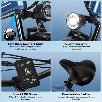 FerraroStore E20, Bici Elettrica Pieghevole, 20", Batteria 48V
