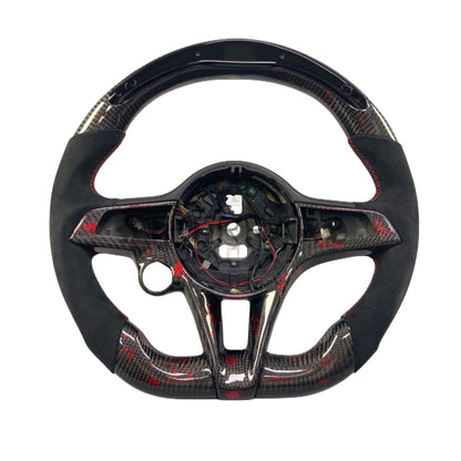 Volante Sportivo per Alfaromeo Giulia, Stelvio,  Carbonio, Customizzato in Pelle (su Ordinazione)