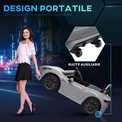 AIYAPLAY Macchina per Bambini 12V Maserati Gran Turismo Folgore con Telecomando, Età 3-5 Anni, Grigio