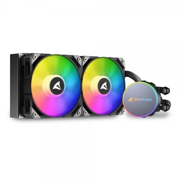 Sharkoon S70 RGB | Processore Raffreddatore di liquidi tutto in uno, 12 cm, Nero