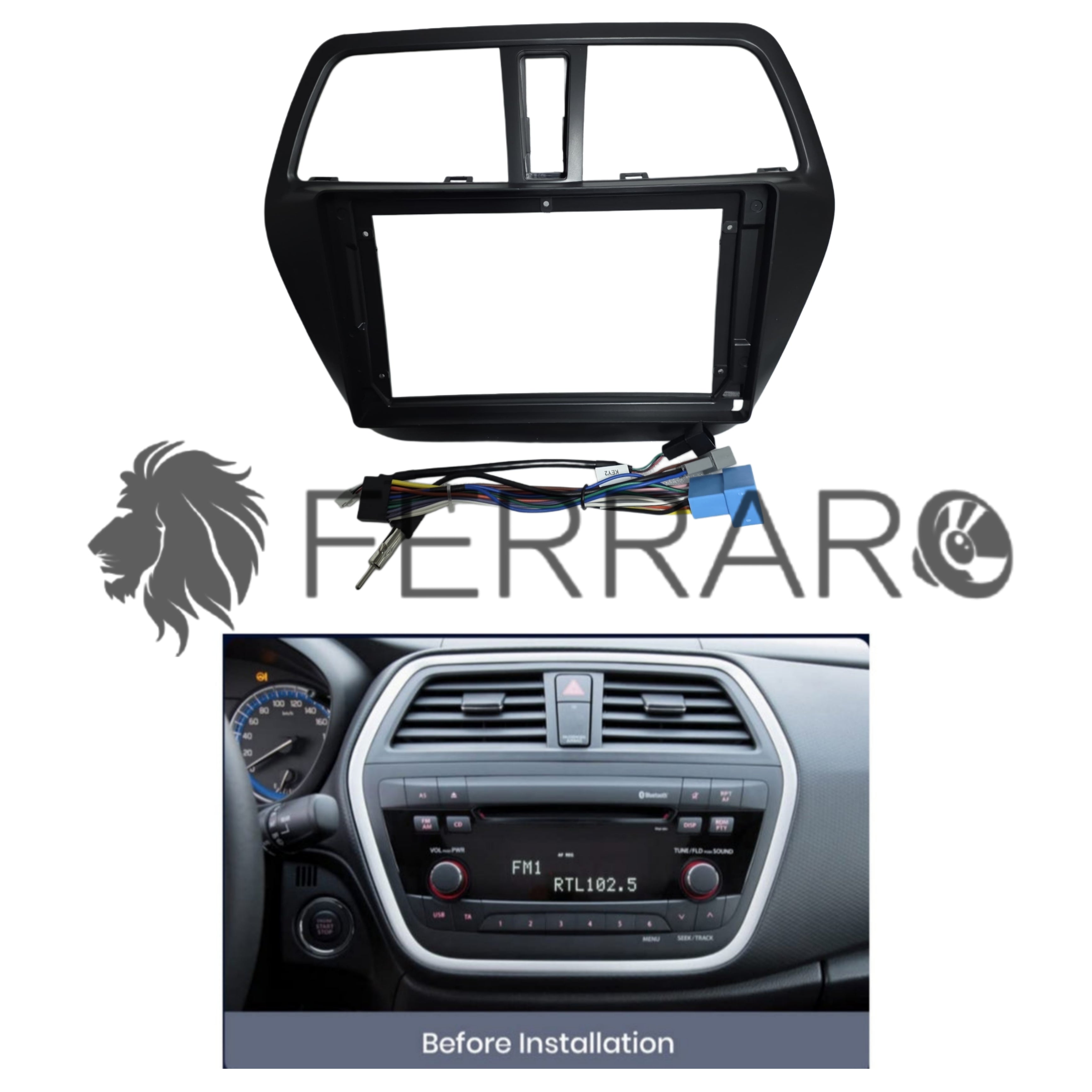 Kit Montaggio Autoradio 9"Pollici Suzuki SX4 S-Croos (2013-2016) Mascherina, Cablaggio per Autoradio Android