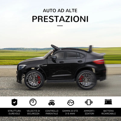 HOMCOM Macchina Elettrica per Bambini 3-5 Anni Mercedes con Cintura di Sicurezza e Telecomando, Nero