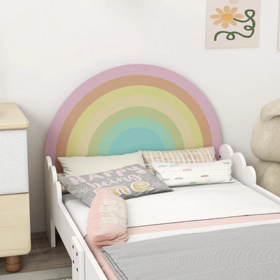 ZONEKIZ Lettino per Bambini 3-6 Anni con Sponde Laterali Anticaduta in MDF, 143x74x66 cm, Bianco e Rosa