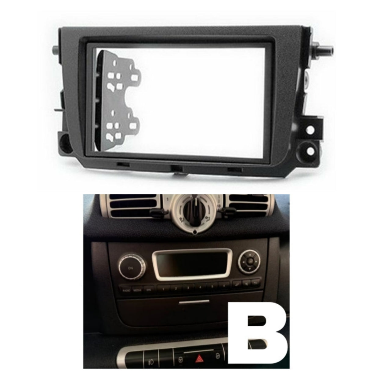 Mascherina adattatore vano autoradio KIT 2 DIN nero Smart ForTwo 2010 - 2014 - Tech Solution Mascherina adattatore vano autoradio KIT 2 DIN nero Smart ForTwo 2010 - 2014 - Tech Solution