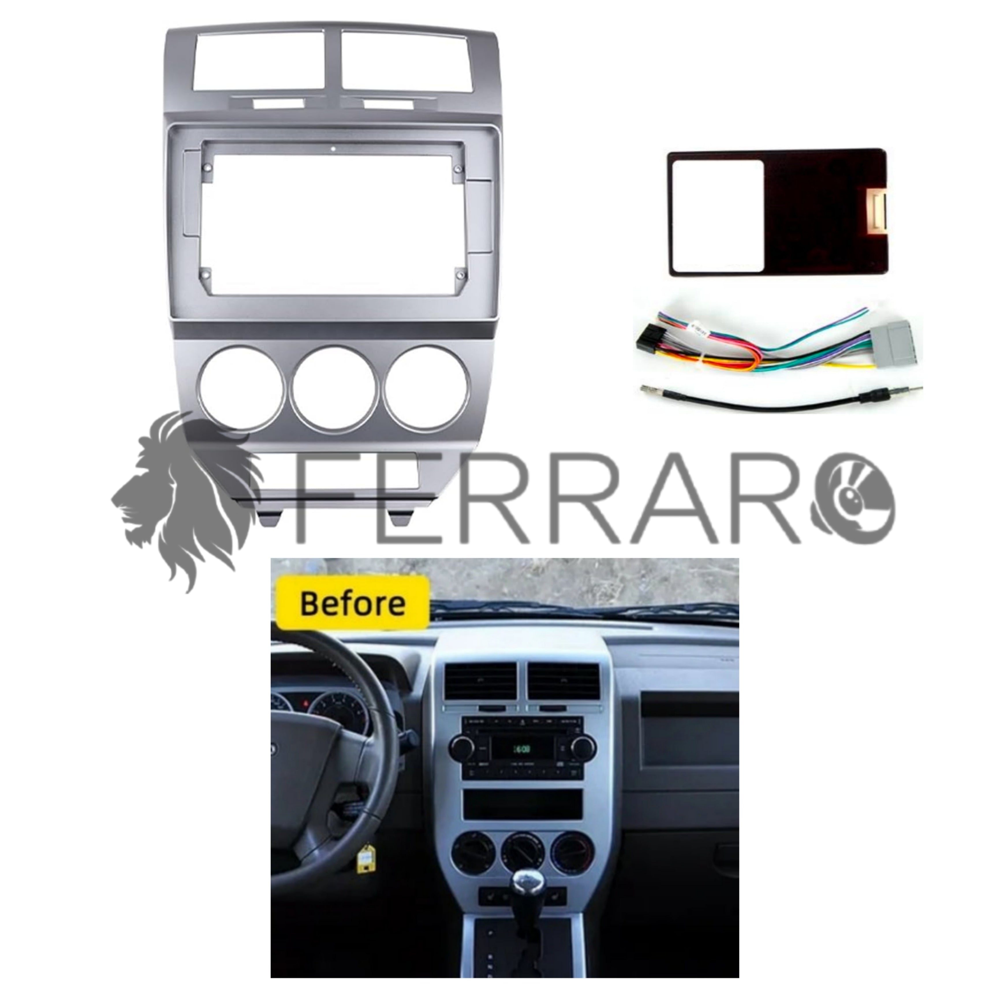 Kit Montaggio Autoradio 10.1"Pollici Jeep Compass (2007-2010) Mascherina, Cablaggio Autoradio Android