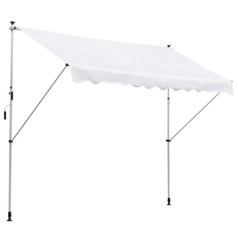 Outsunny Tenda da Sole a Bracci 3x1.5m con Manovella e Struttura Telescopica, Bianco