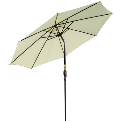 Outsunny Ombrellone da Giardino Inclinabile a 8 Stecche con Manovella, in Metallo e Poliestere, Ø295x250 cm, Beige