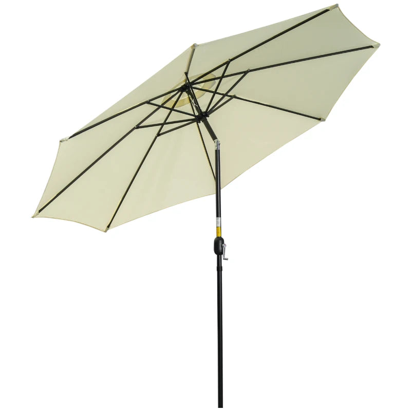 Outsunny Ombrellone da Giardino Inclinabile a 8 Stecche con Manovella, in Metallo e Poliestere, Ø295x250 cm, Beige