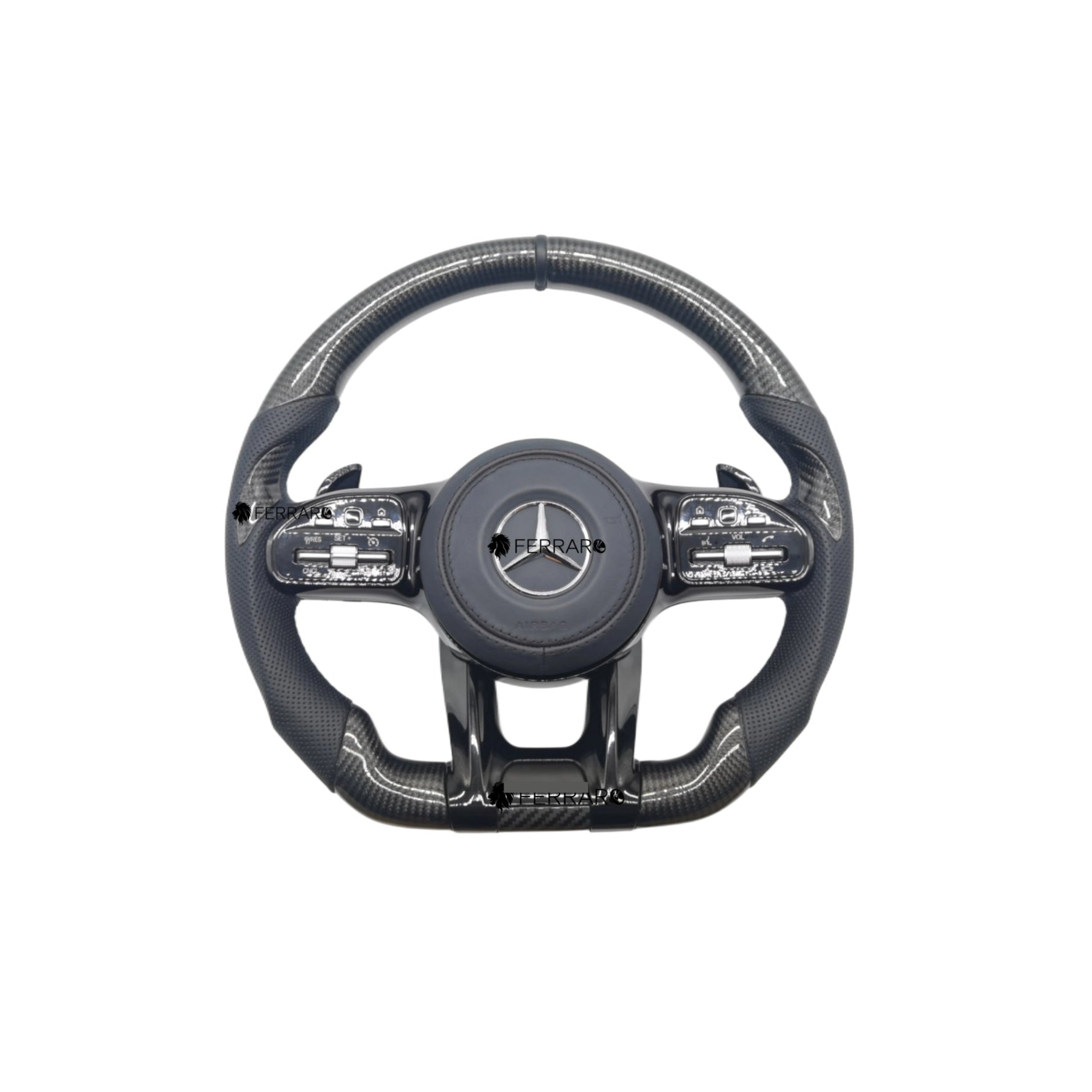 Volante per Mercedes, Nero, Logo Argento, Foratura, AMG Nero