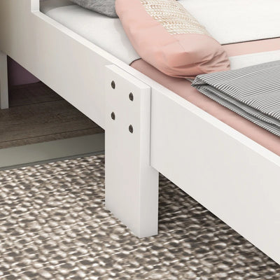 ZONEKIZ Lettino per Bambini 3-6 Anni con Sponde Laterali Anticaduta in MDF, 143x74x66 cm, Bianco e Rosa